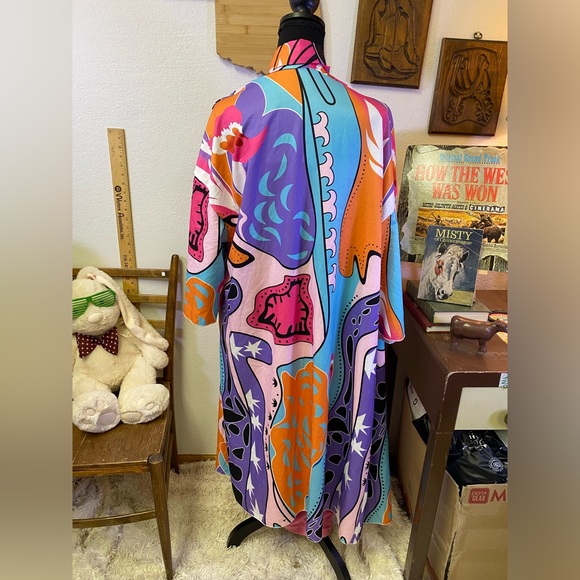 Maximalist Y2K Vibe Charlotte Russe Tube Top Maxi Dress Colorful Kaftan & Belt! - Picture 4 of 16